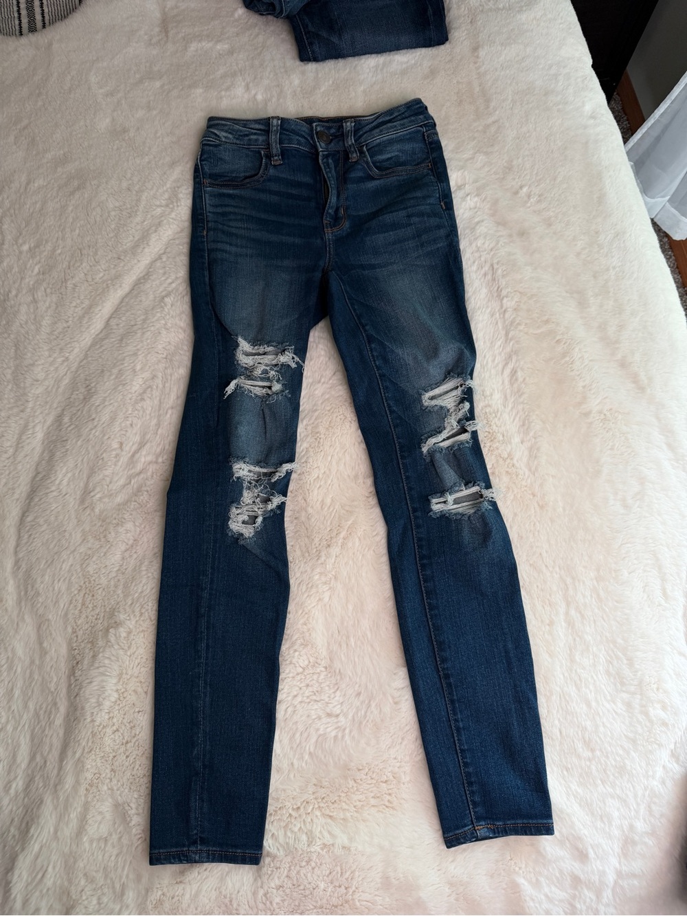 American Eagle Outfitters Women's Ripped Skinny Jeans - Dark Blue